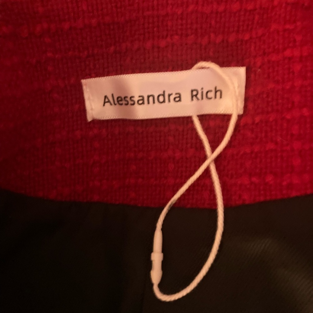 Alessandra Rich Wool Red Skirt Set with Black Accents - Picture 10 of 15